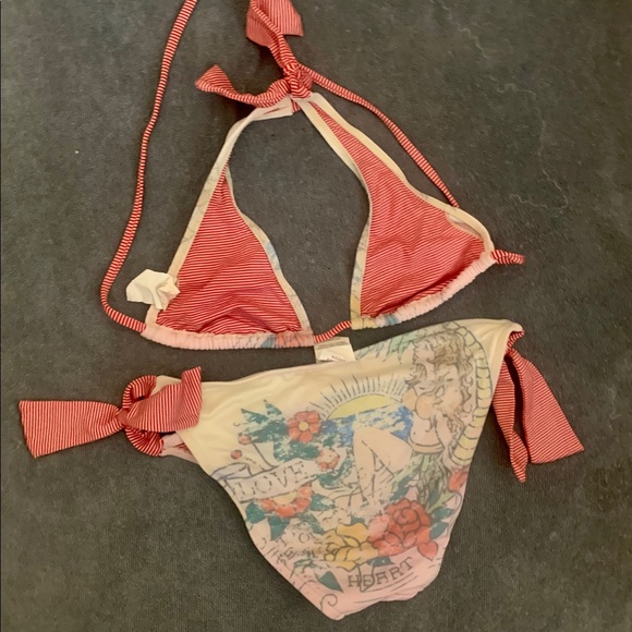 Lot of 4 bright Roxy and Lucky Brand bikinis Sz S - Picture 6 of 16